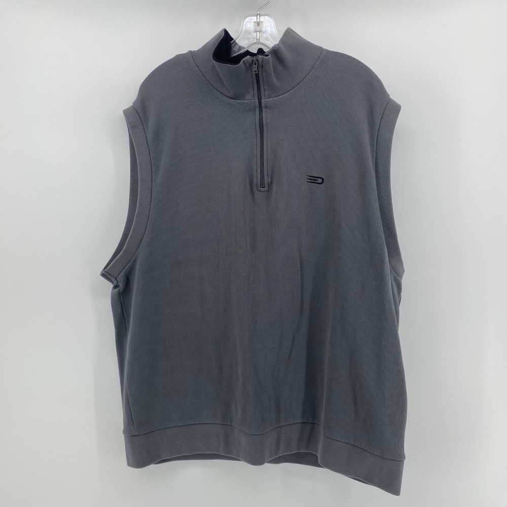 Dockers Golf Mens XXL Gray 100% Cotton Ribbed Quarter Zip Sleeveless Vest